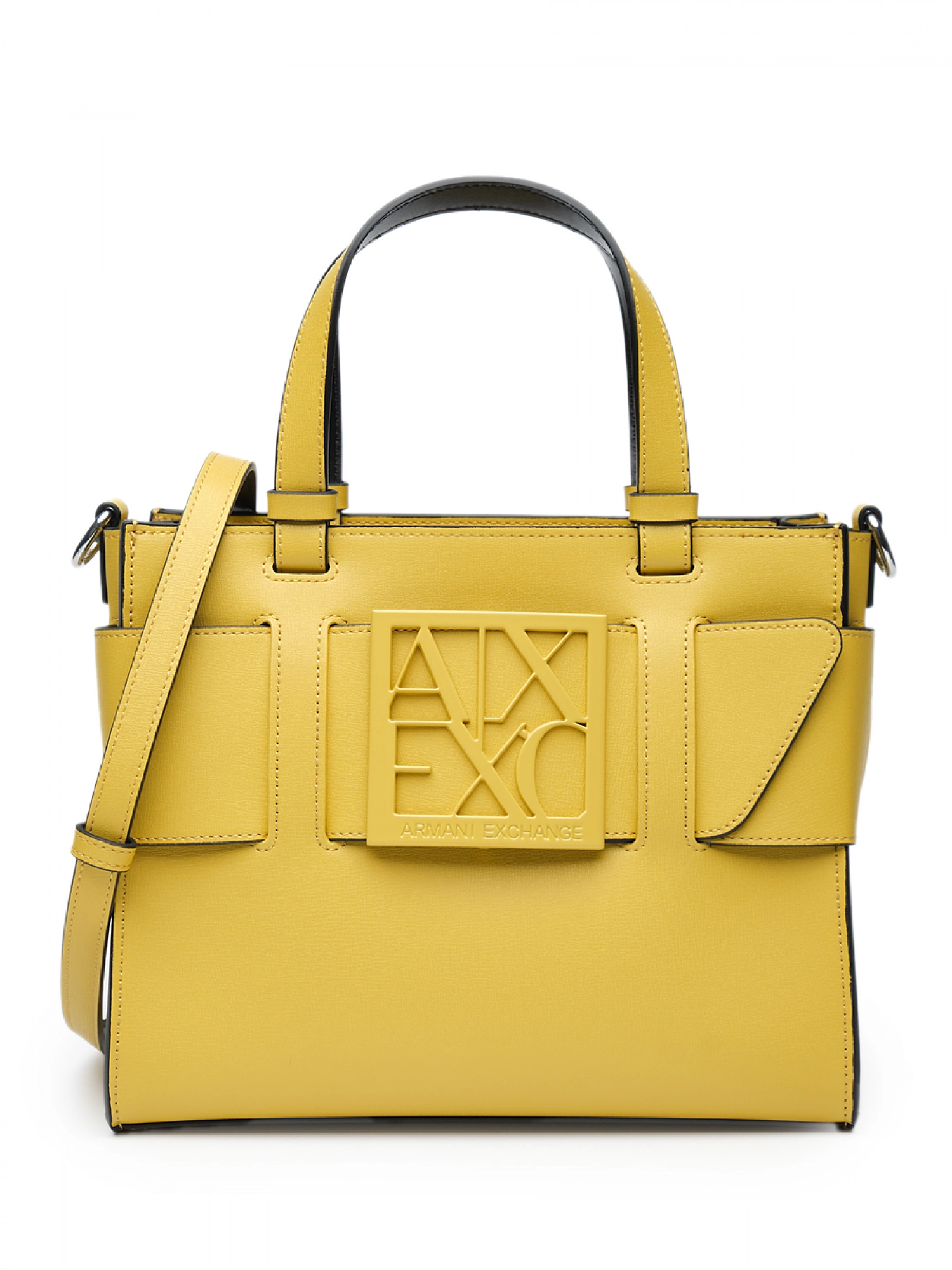 Сумка-тоут в желтом цвете с брендированной пряжкой Armani Exchange