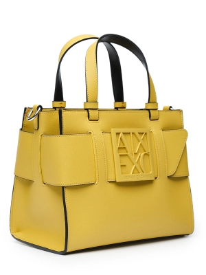 Сумка-тоут в желтом цвете с брендированной пряжкой Armani Exchange