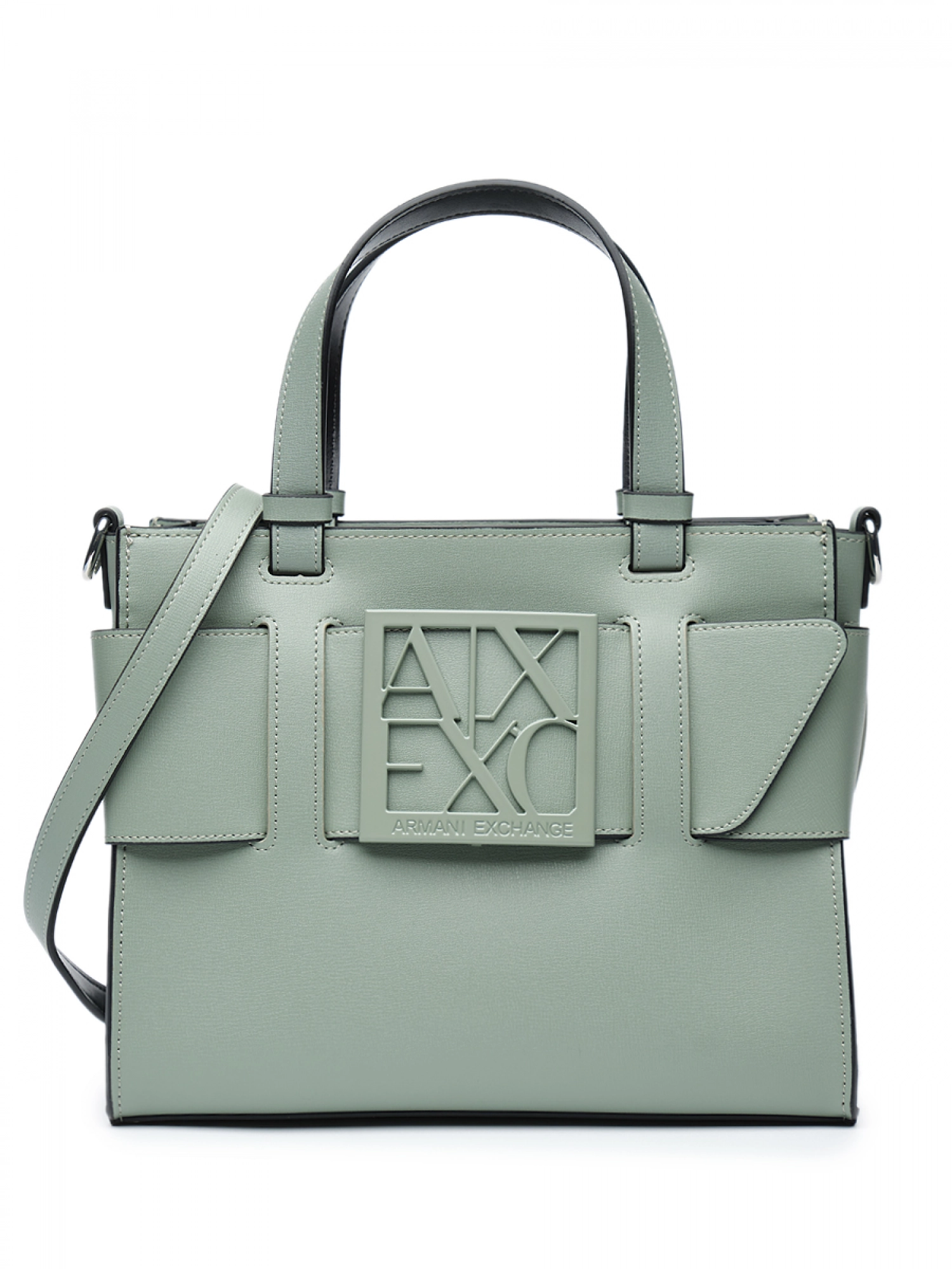Сумка-тоут в цвете хаки с брендированной пряжкой Armani Exchange
