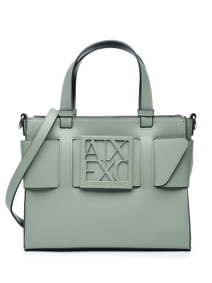 Сумка-тоут в цвете хаки с брендированной пряжкой Armani Exchange