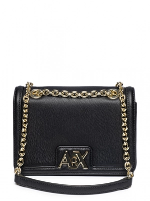 Сумка кросс-боди черного цвета mini на цепочке золотистого цвета Armani Exchange
