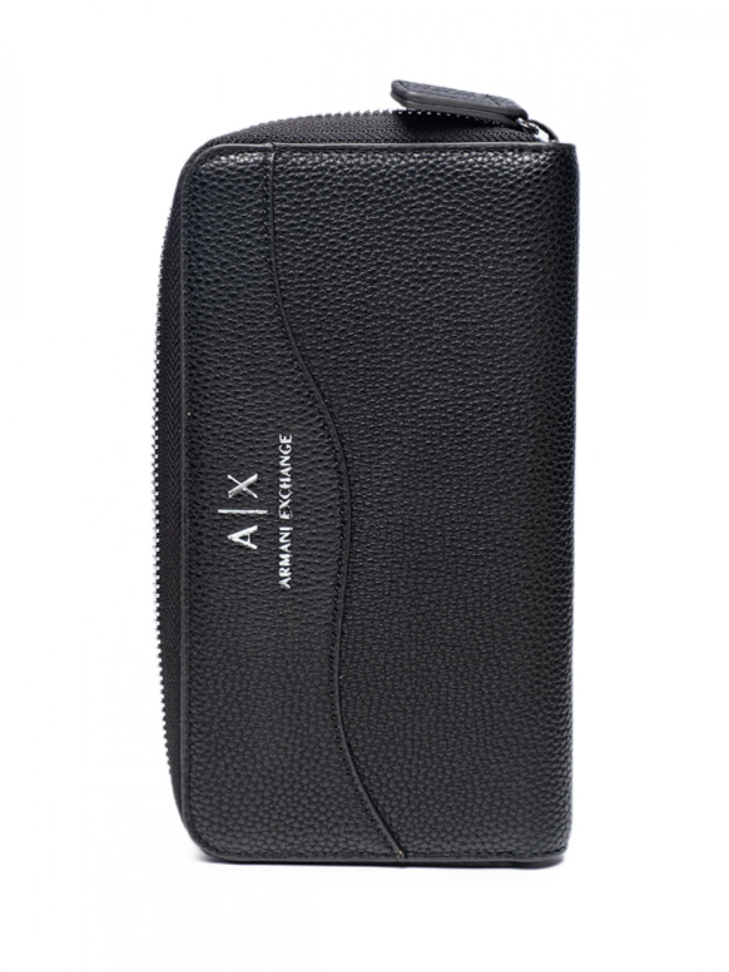 Кошелек черного цвета с надписью  лого бренда Armani Exchange