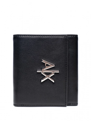 Кошелек черного цвета с надписью  лого бренда Armani Exchange