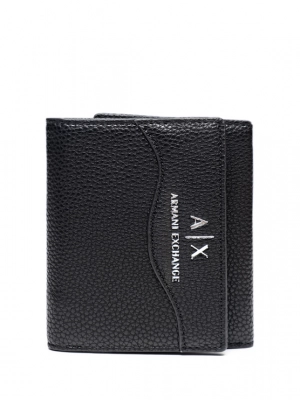 Кошелек черного цвета с надписью лого бренда Armani Exchange