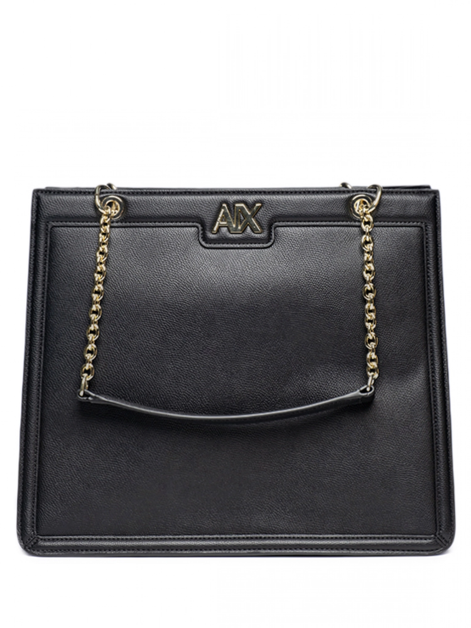 Сумка тоут в черном цвете Armani Exchange с ручками из цепи с золотой фурнитурой