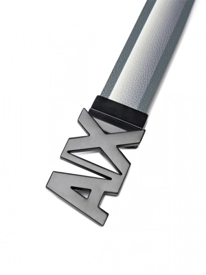 Кожаный ремень темно-зеленого цвета с белой вставкой Armani Exchange