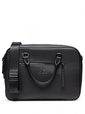 Сумка портфель в черном цвете с логотипом бренда Armani Exchange