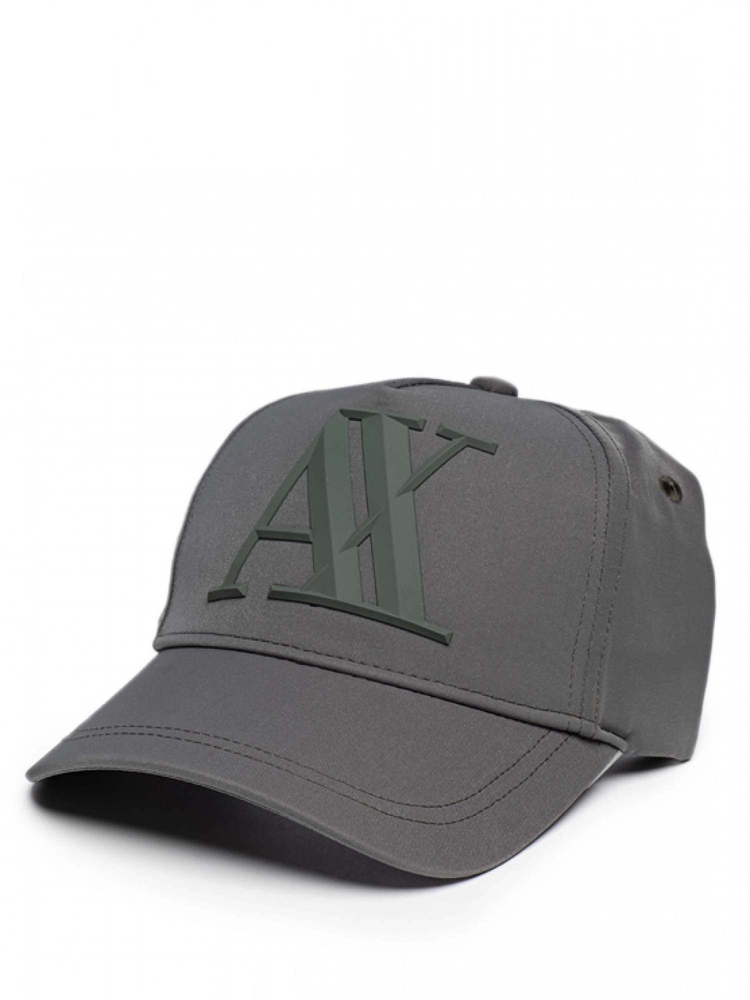 Бейсболка в сером цвете с объемным прорезиненным  лого бренда Armani Exchange