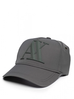 Бейсболка в сером цвете с объемным прорезиненным  лого бренда Armani Exchange