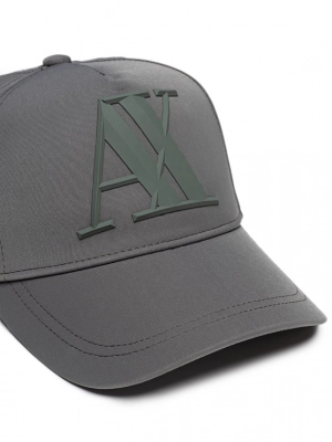 Бейсболка в сером цвете с объемным прорезиненным  лого бренда Armani Exchange