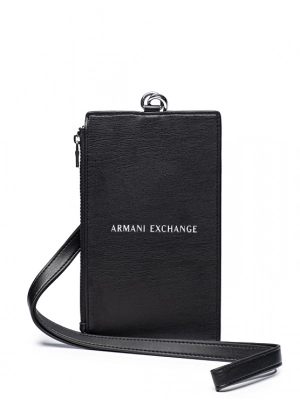 Сумка для телефона черного цвета на ремешке Armani Exchange