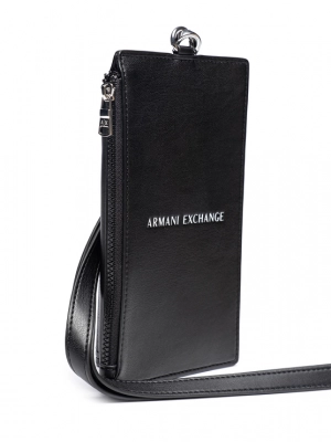 Сумка для телефона черного цвета на ремешке Armani Exchange