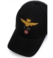 Хлопковая бейсболка черного цвета с фиренным логотипом Aeronautica Militare