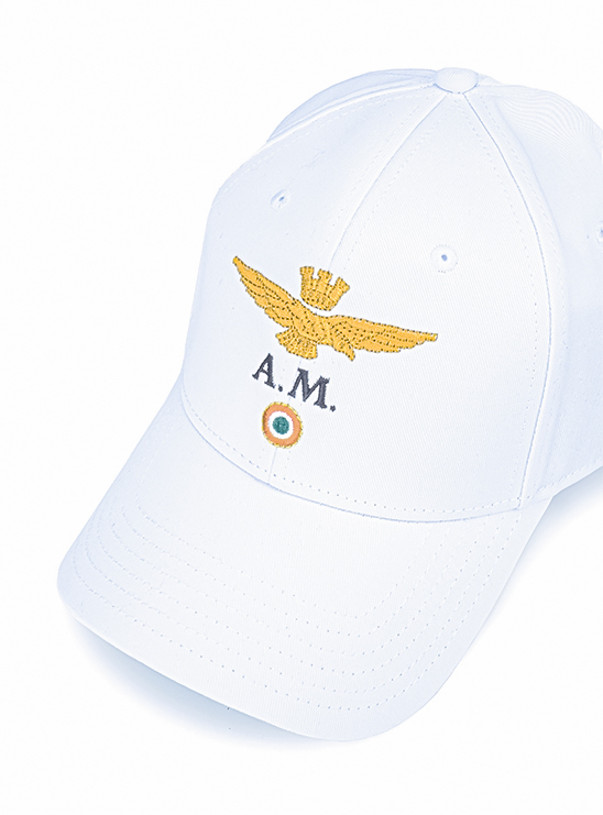 Хлопковая бейсболка белого цвета с фиренным логотипом Aeronautica Militare