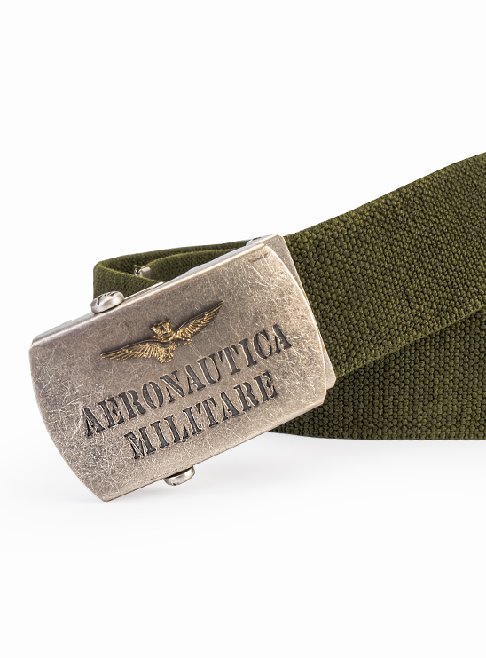 Милитари ремень цвета хаки с винтажным эффектом Aeronautica Militare
