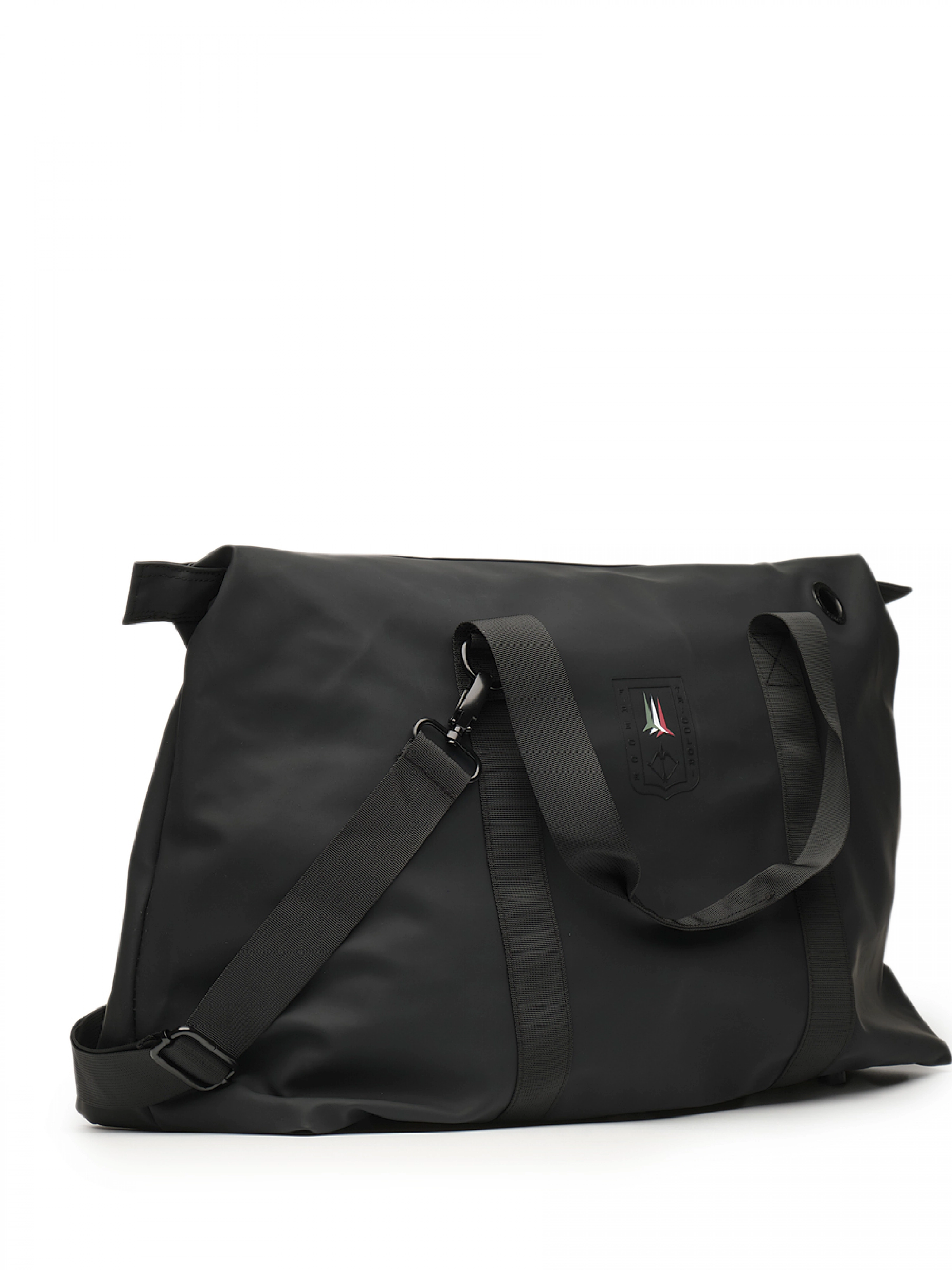 Дорожная сумка в черном цвете на молнии с лого бренда Аeronautica Militare