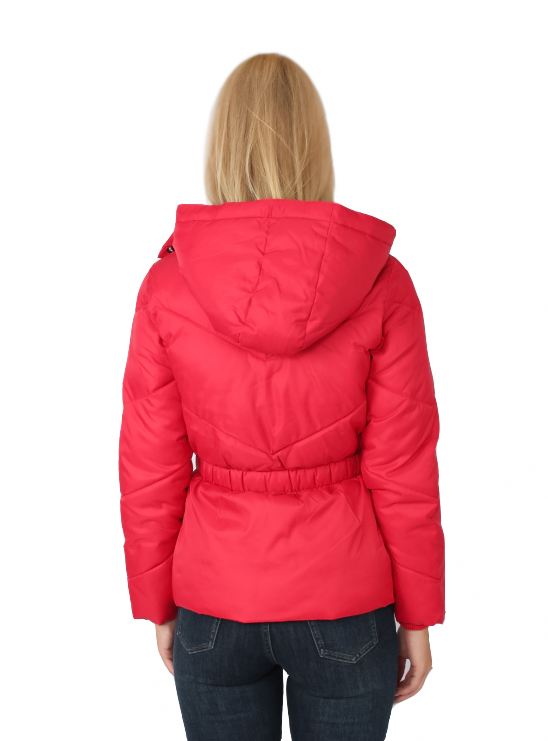 Утепленная куртка приталенного кроя с капюшоном красного цвета Armani Exchange