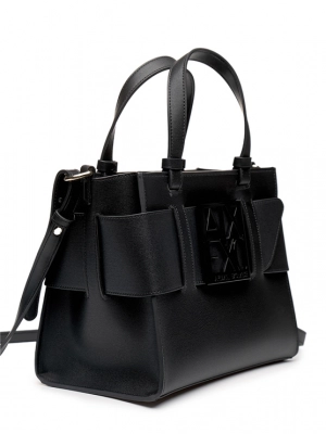 Сумка тоут мини в черном цвете с дополнительным ремешком Armani Exchange