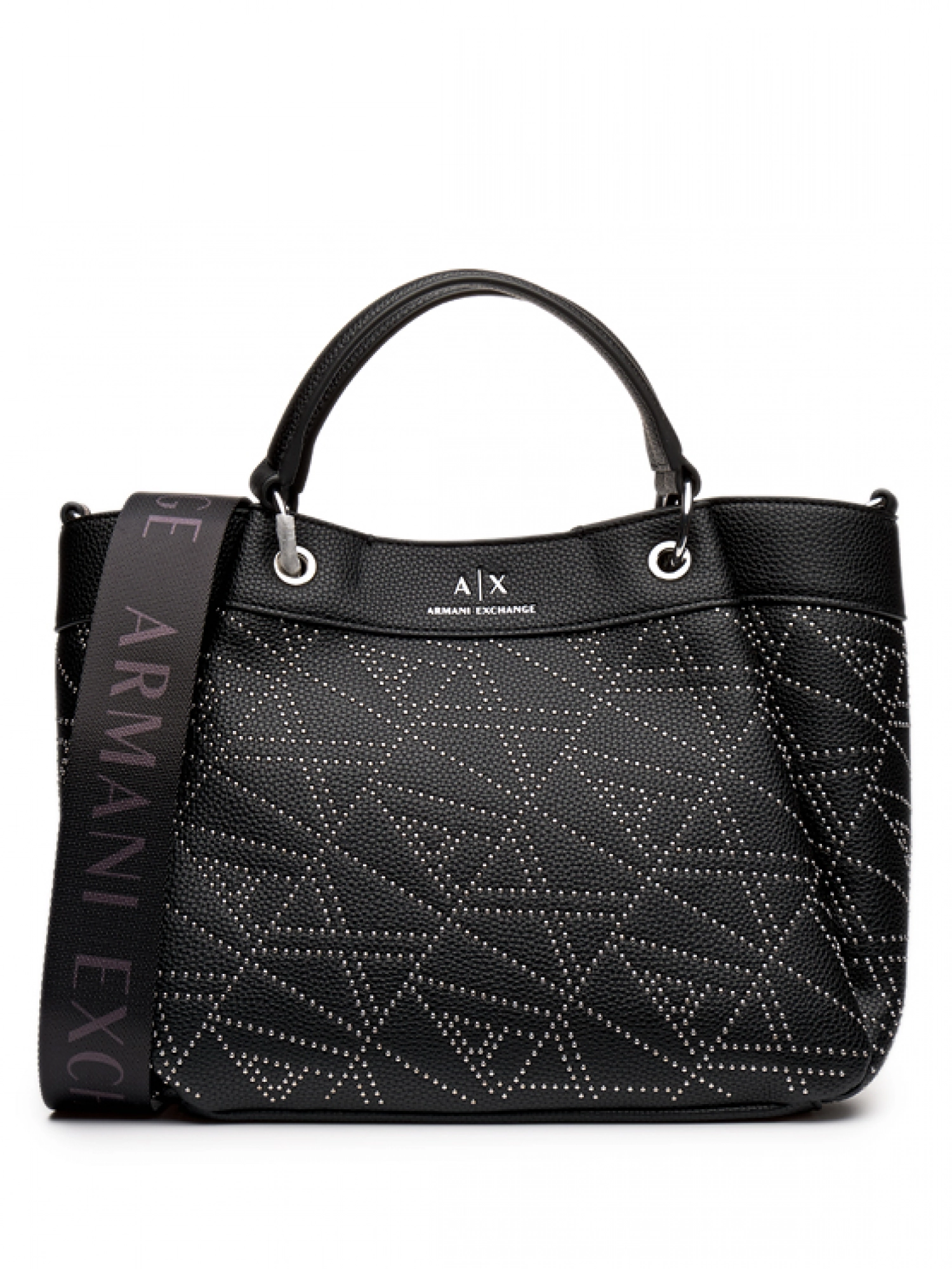Сумка тоут в черном цвете с дополнительным ремешком Armani Exchange