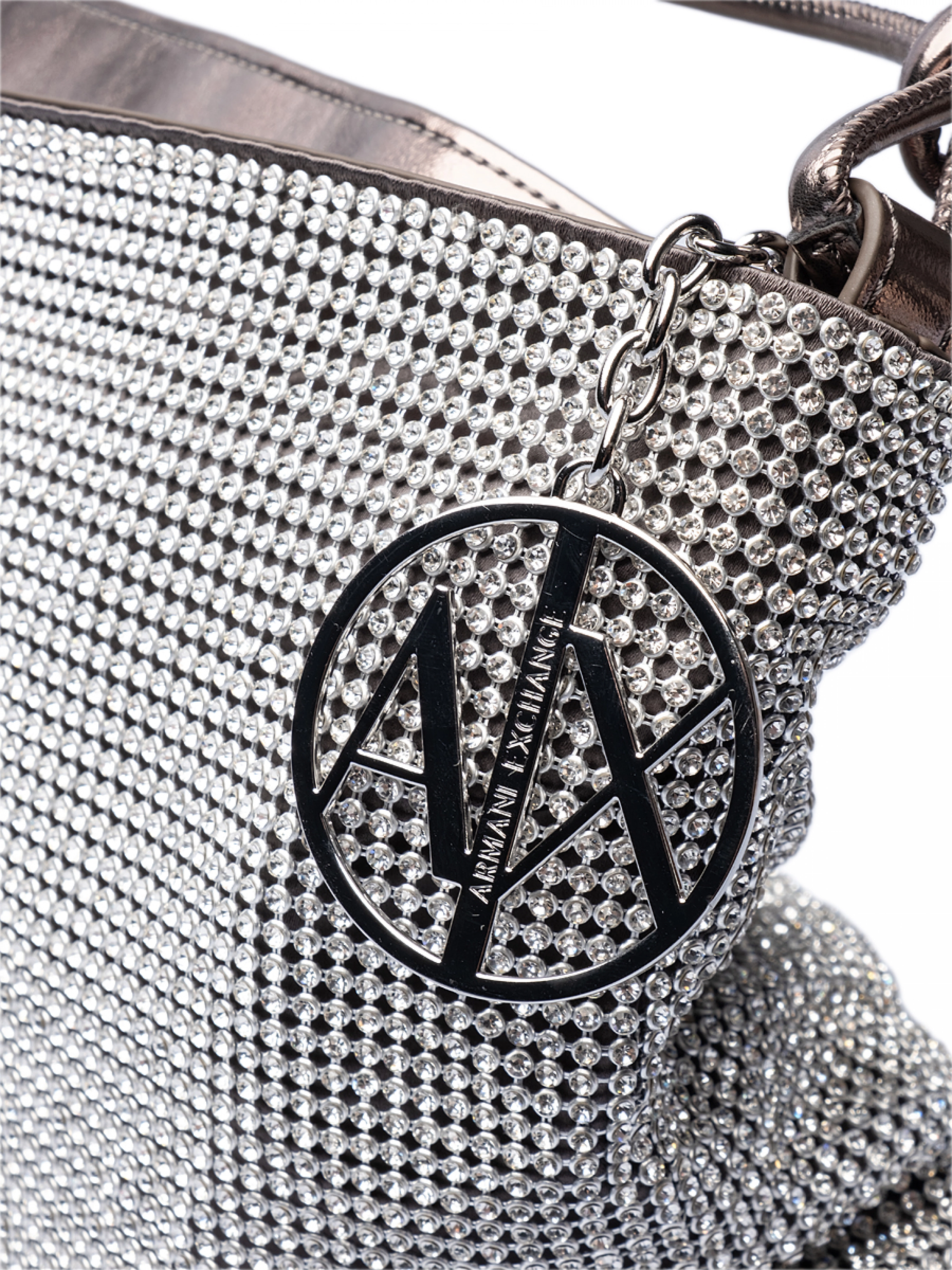 Сумка-хобо серебристого цвета Armani Exchange