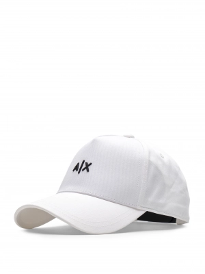 Бейсболка в белом цвете с нашитым лого бренда Armani Exchange