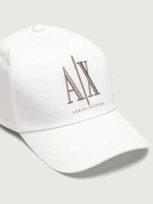 Бейсболка Icone в молочном цвете в едином размере с нашитым лого бренда Armani Exchange
