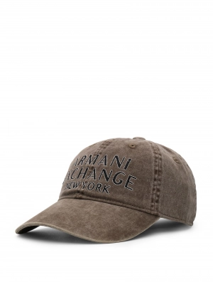 Бейсболка в бежевом цвете с лого бренда  Armani Exchange