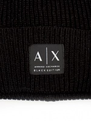 Шапка в черном цвете с логоманией Armani Exchange