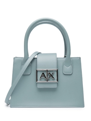 Сумка-тоут в голубом цвете с брендированной пряжкой Armani Exchange