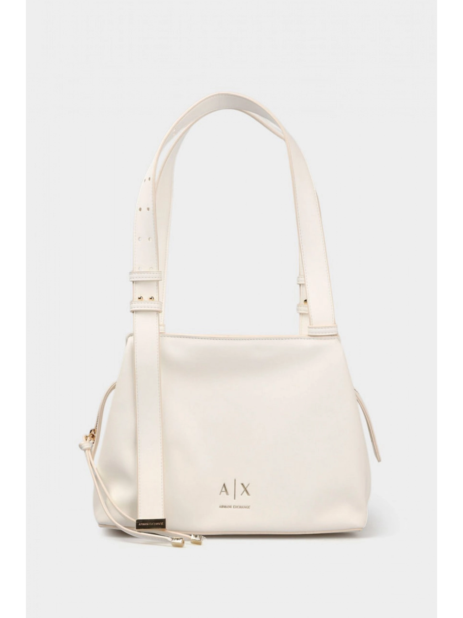 Женская сумка в молочном цвете Armani Exchange с золотой фурнитурой