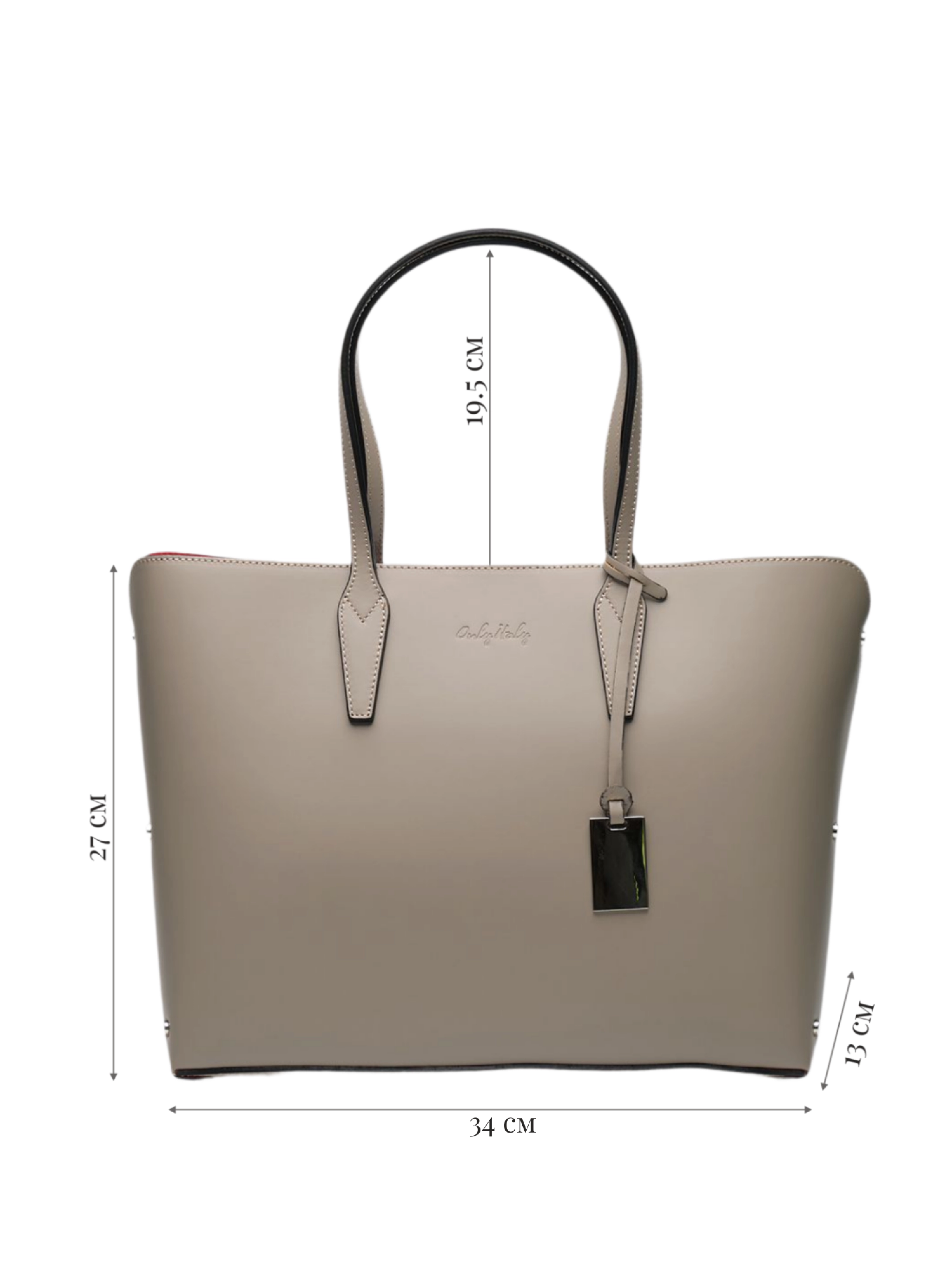 Сумка в бежевом цвете из гладкой кожи с брелоком Carla OiTREND