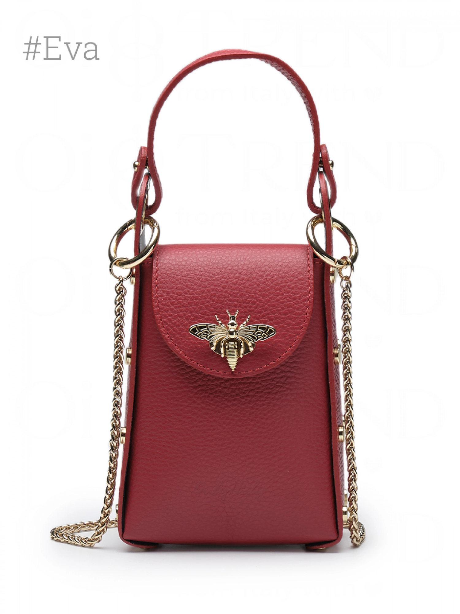 Мини-сумка Eva из зернистой кожи в красном цвете OiTrend