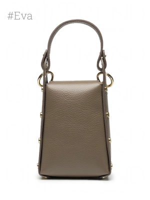 Мини-сумка Eva из зернистой кожи в темно-бежевом цвете OiTrend