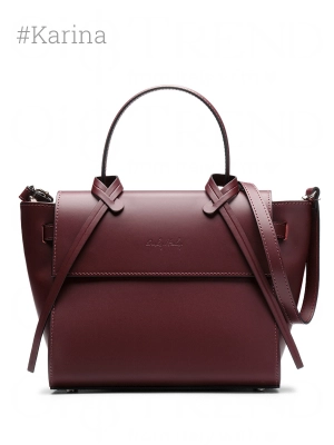 Сумка-трапеция Karina из гладкой кожи в бордовом цвете OiTrend