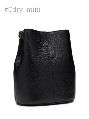 Мини-тоут Odry_mini в черной зернистой коже OiTrend