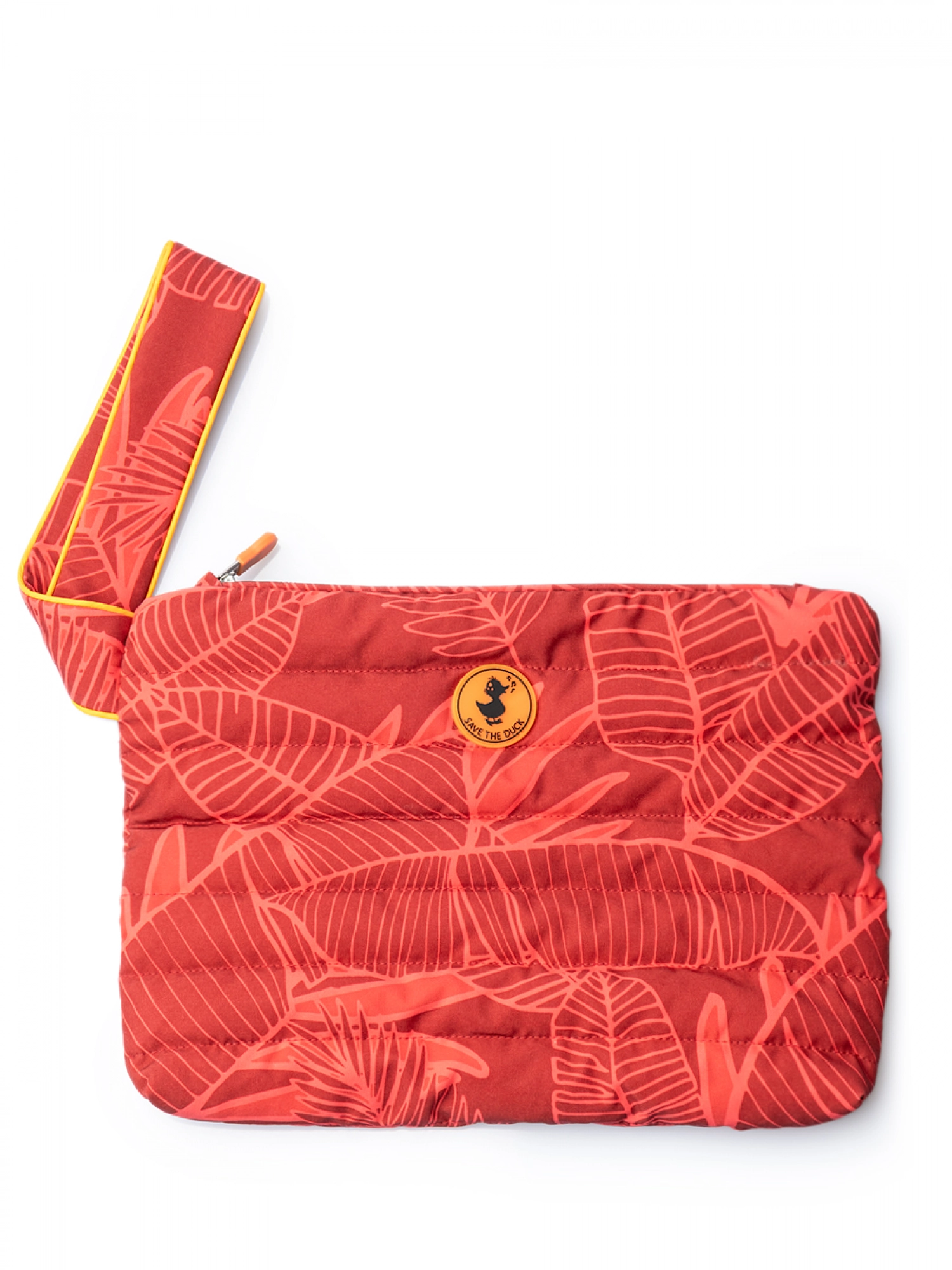 Стеганая сумка-клатч красного цвета с принтом пальмовые листья Save The Duck
