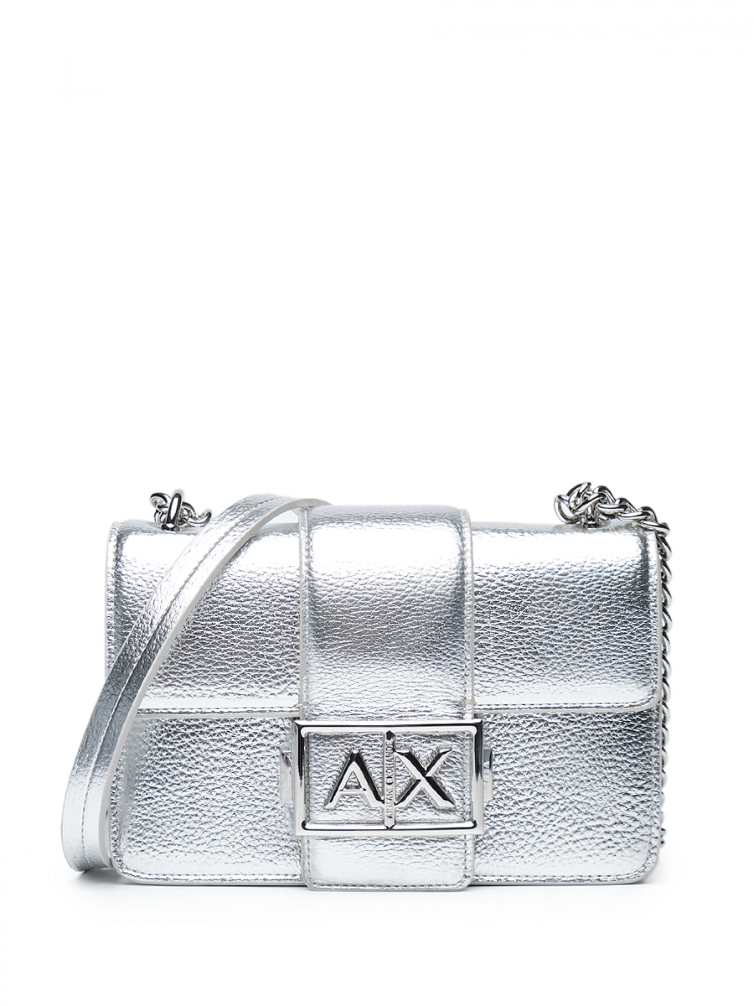 Сумка-мессенджер п метаом цвете не высокой посадке длины миди Armani Exchange