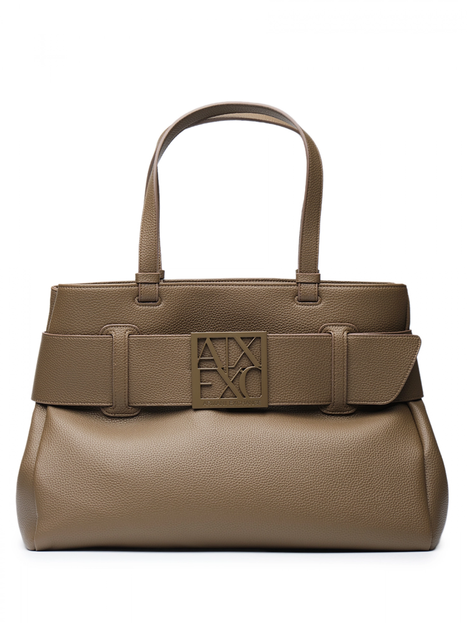 Сумка-тоут в коричневом цвете с брендированной пряжкой Armani Exchange