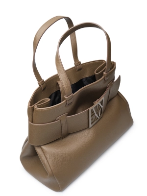 Сумка-тоут в коричневом цвете с брендированной пряжкой Armani Exchange