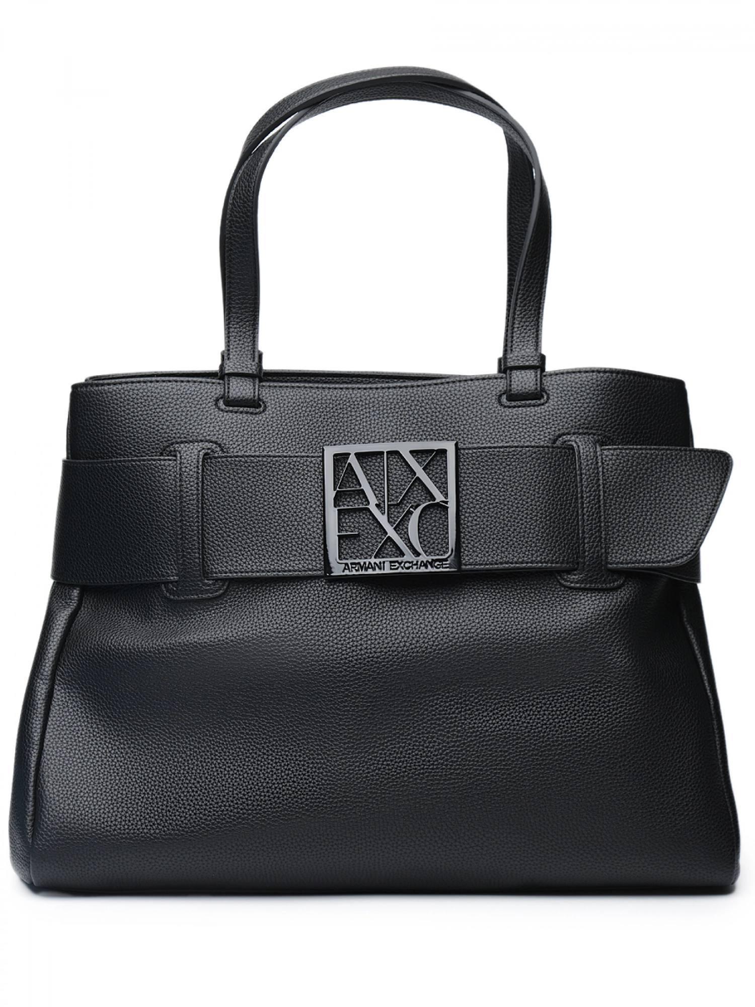 Сумка-тоут в черном цвете с брендированной пряжкой Armani Exchange