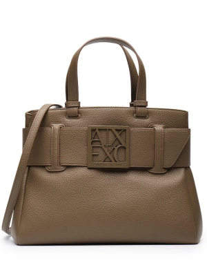 Сумка-тоут в коричневом цвете с брендированной пряжкой Armani Exchange