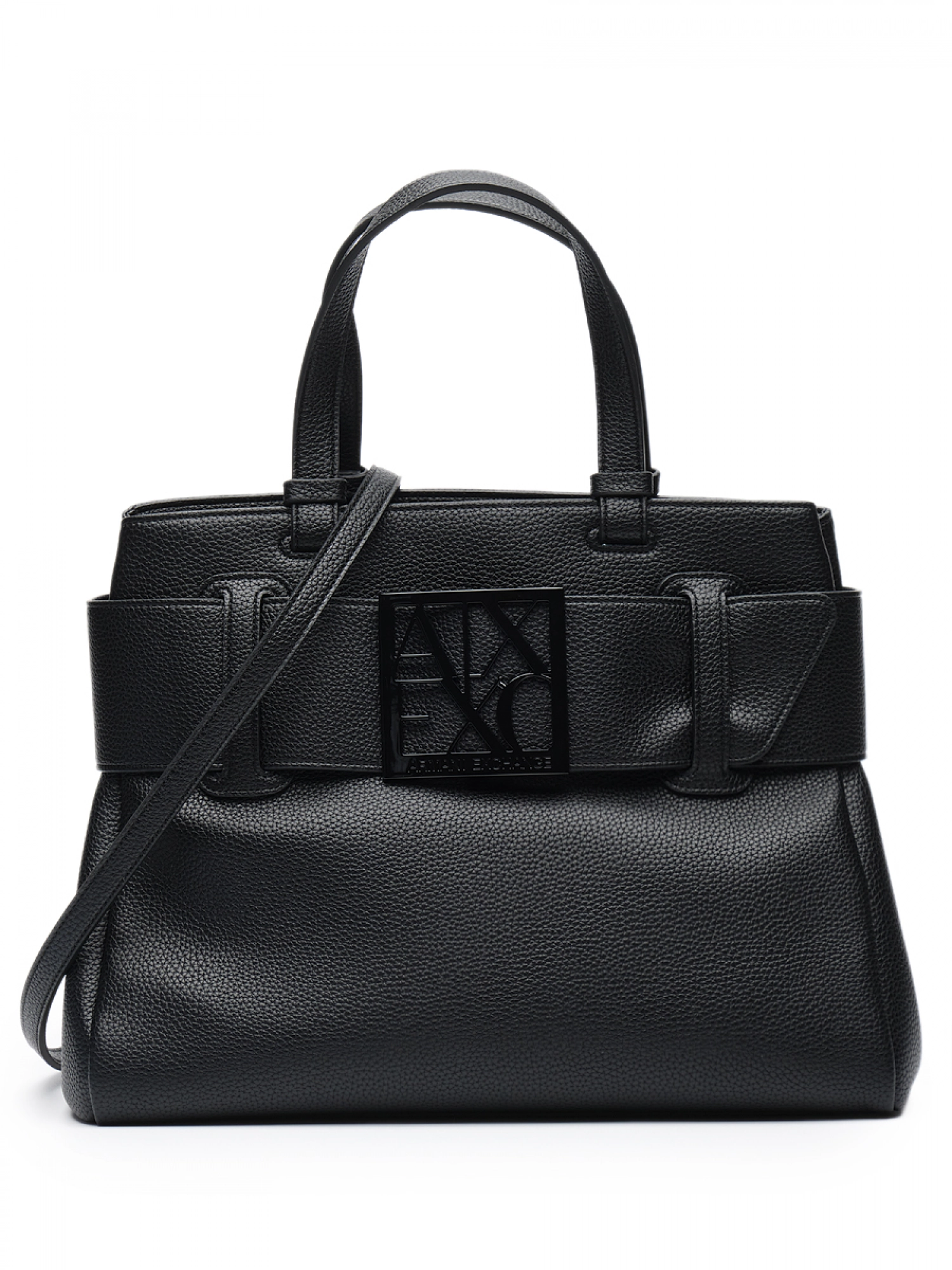 Сумка-тоут в черном цвете с брендированной пряжкой Armani Exchange