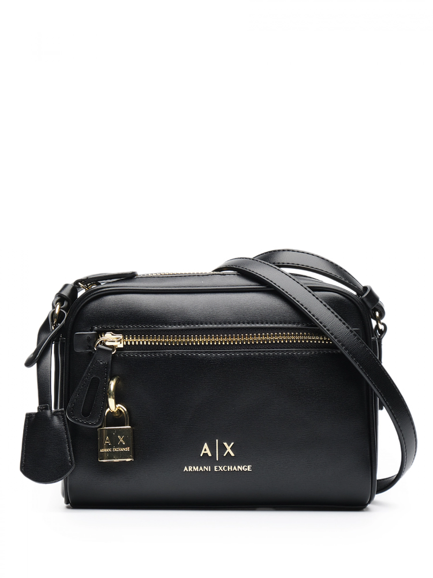 Сумка-мессенджер в черном цвете с внешним карманом на молнии Armani Exchange