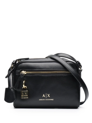 Сумка-мессенджер в черном цвете с внешним карманом на молнии Armani Exchange