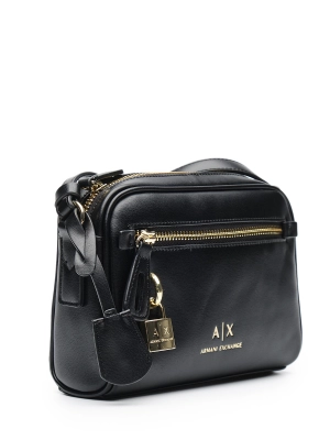 Сумка-мессенджер в черном цвете с внешним карманом на молнии Armani Exchange
