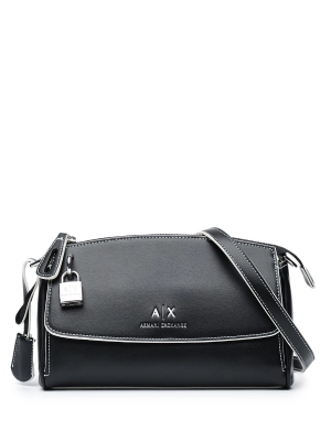 Сумка-мессенджер в черном цвете с брелоком в виде замка Armani Exchange