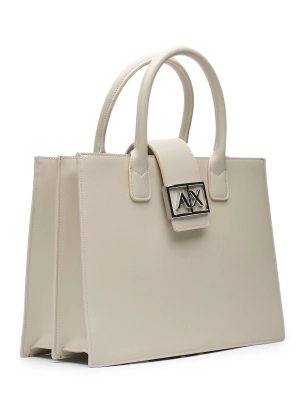 Сумка-тоут в молочном цвете с брендированной пряжкой Armani Exchange