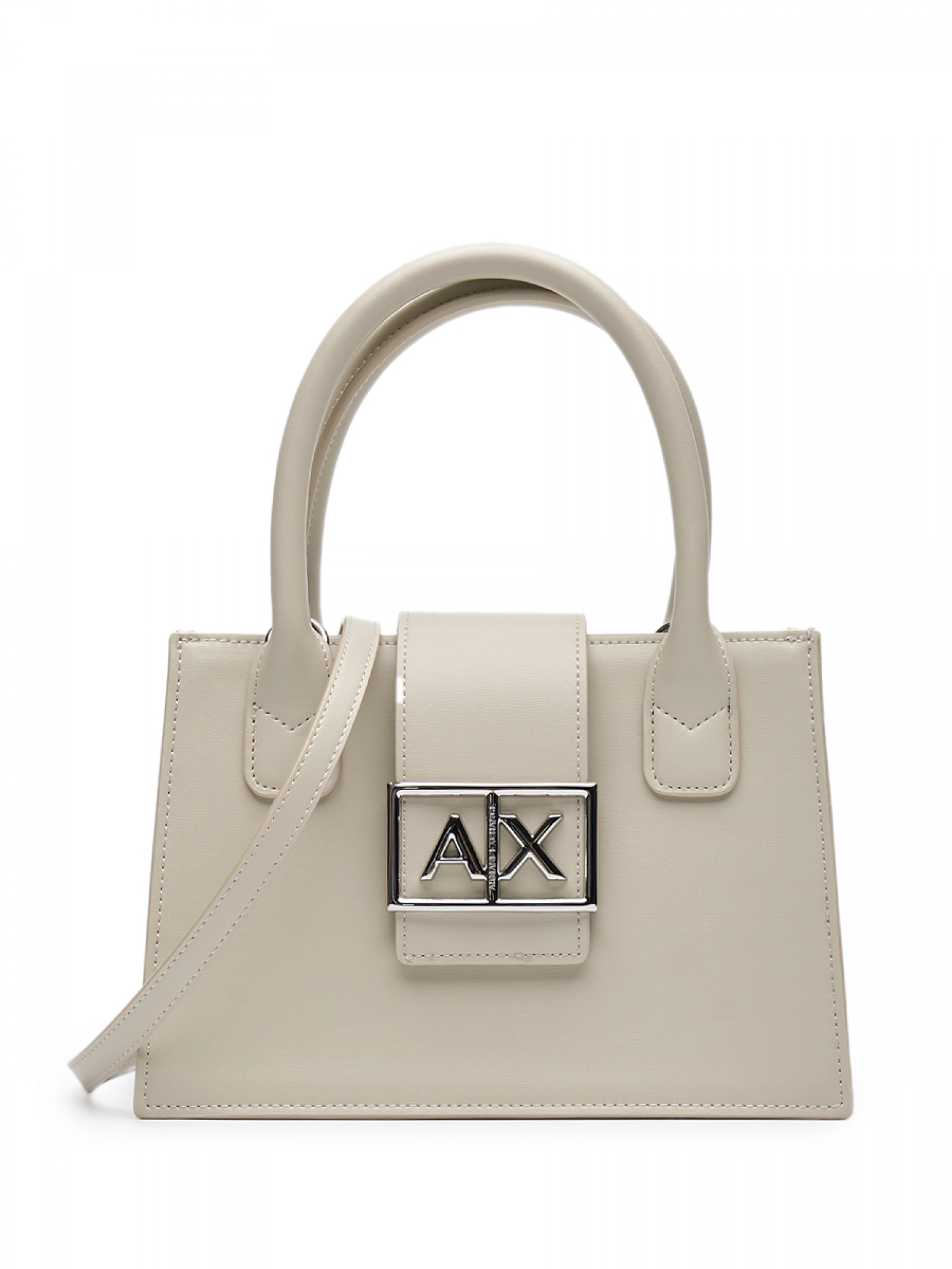 Сумка-тоут в молочном цвете с брендированной пряжкой Armani Exchange