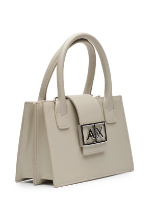 Сумка-тоут в молочном цвете с брендированной пряжкой Armani Exchange