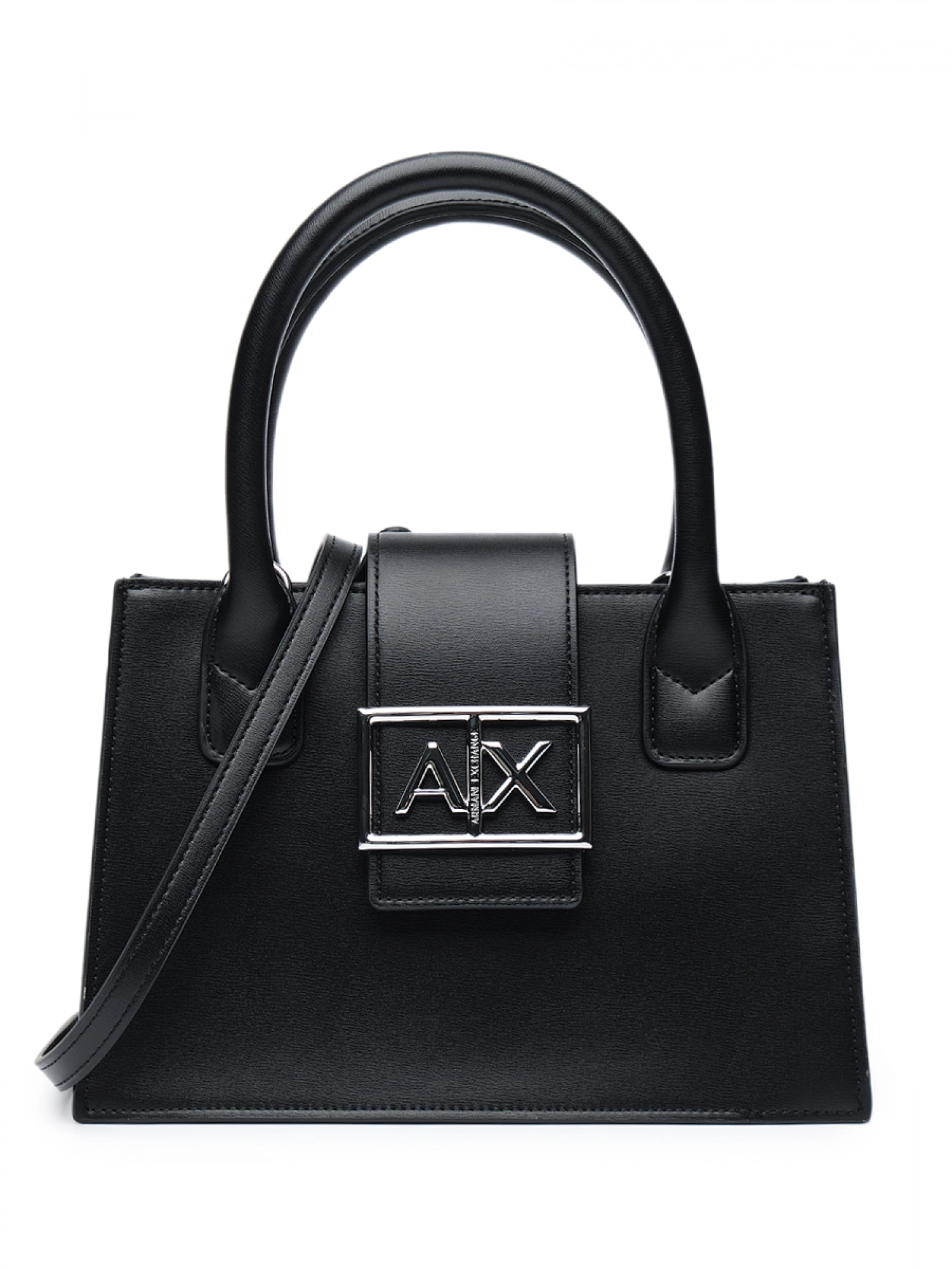 Сумка-тоут в черном цвете с брендированной пряжкой Armani Exchange